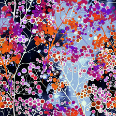 Abstract spring inflorescences seamless pattern.