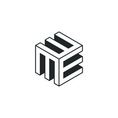Square Cube Logo - block element perspective geometric abstract design vector line art geometry shape grid mosaic