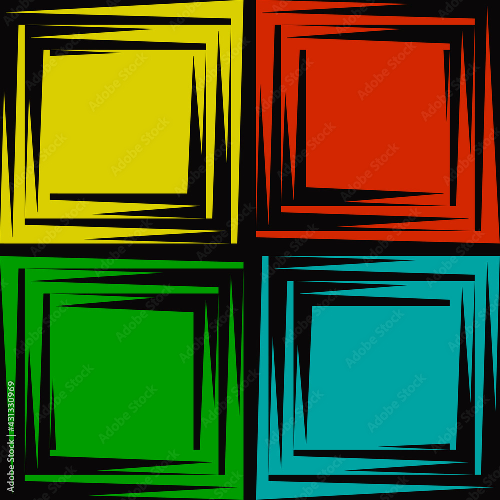 Poster four colorful squares. abstract tile four colors.
