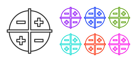 Black line XYZ Coordinate system icon isolated on white background. XYZ axis for graph statistics display. Set icons colorful. Vector