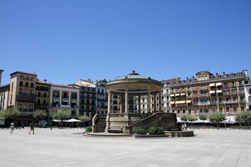Pamplona Castle Square by day with the famous roundabout in the middle
