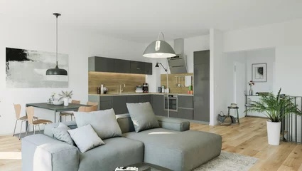 Foto op Plexiglas modern luxury european apartment loft with scandinavian furniture design © Christian Hillebrand