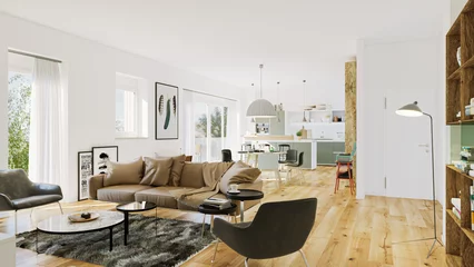 Tapeten modern luxury european apartment loft with scandinavian furniture design © Christian Hillebrand