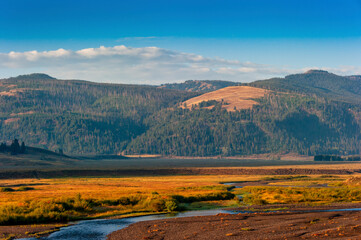 The Lamar River in Lamar Valley in Yellowstone National Park