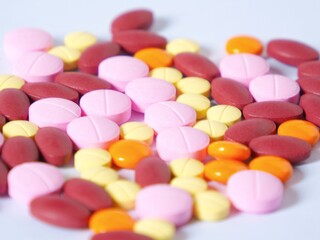 Fototapeta na wymiar Pictures of pills on a white background