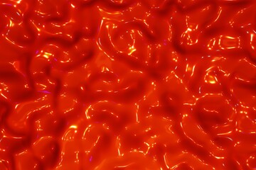 Abstract waves red liquid blood cell background 3D rendering