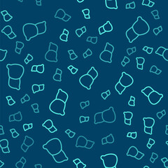 Green line Human organ liver icon isolated seamless pattern on blue background. Vector