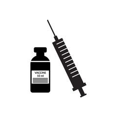 syringe and vaccine bottle icon glyph style design symbol eps