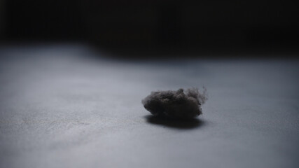closeup shot of dust ball on concrete floor