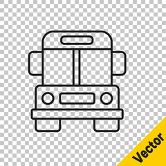 Black line School Bus icon isolated on transparent background. Public transportation symbol. Vector
