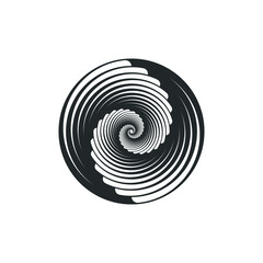 Vortex Circle logo abstract circle shape - spiral motion twirl twist curve rotation spin whirlpool radial warp geometric shape for businesses - spinning circle - obrazy, fototapety, plakaty
