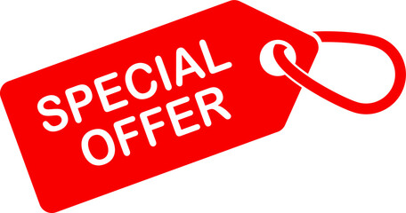 Special offer tag. Red color. Vector illustration.