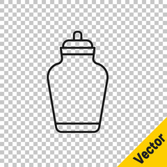 Black line Funeral urn icon isolated on transparent background. Cremation and burial containers, columbarium vases, jars and pots with ashes. Vector