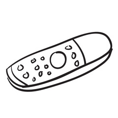 sketch, remote control for electronics, coloring book, cartoon illustration, isolated object on white background, vector,