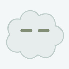 Cute dark cloud  cartoon character vector isolated on light grey background