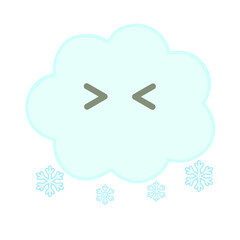 The cute cloud and snow cartoon character vector isolated on white background