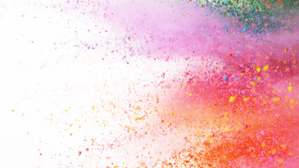 Colored powder explosion, isolated on white background