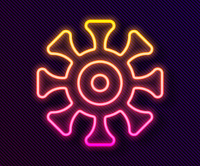 Glowing neon line Bacteria icon isolated on black background. Bacteria and germs, microorganism disease causing, cell cancer, microbe, virus, fungi. Vector
