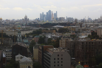 Moscow gloomy view of the city from above, smok ecology city view