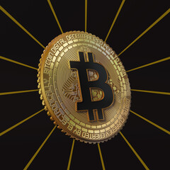 3D rendered Image of a Bitcoin on a black background
