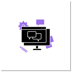 Communication glyph icon. Lack of communication in design process. Discussing strategy through visual content. Designer skills concept.Filled flat sign. Isolated silhouette vector illustration