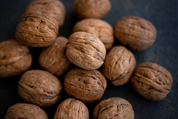 walnuts on dark background