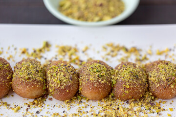 traditional Turkish dessert, sekerpare in white plate