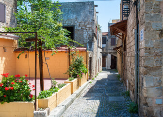 Small street at the Old town of Rhodes, Greece
