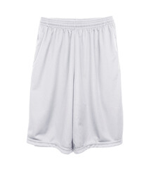 Blank jersey short pants color white front view on white background
