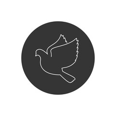Dove line white icon Vector design sign in flat