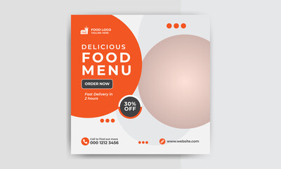Food Menu for restaurant Social media post template banner