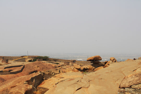Bellary, Karnataka - March 30, 2021: Beautiful top view of Bellary Fort.