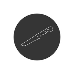 Chef's kitchen knife line white icon. Vector