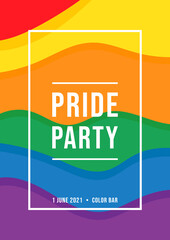 Pride month 2022 logo card with minority flag.Banner Love is love.Rainbow Pride background,LGBT,sexual minorities,gays and lesbians.Designer sign,logo,icon:colorful rainbow in background.Vector