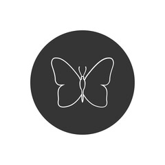Butterfly silhouette line white icon vector on a white background