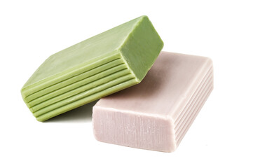 two natural soap on white