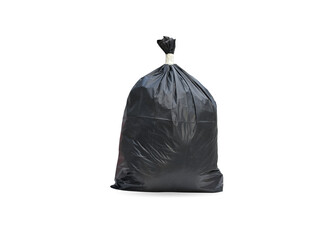 Garbage bag Black trash bag isolated on white background
