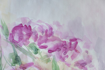 Abstract flowers wallpaper. Beautiful peony background with smudges and stains. Blooming peonies illustration.