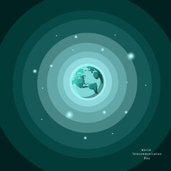 World Telecommunication Day, illustration of Earth and networking light