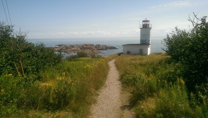 Fototapeta na wymiar abandoned lighthouse overlooking the bay
