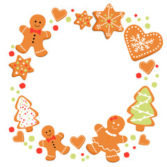 Winter decoration with gingerbread. Winter. Vector art illustration