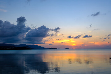 Bangrak beach ,Koh samui ,Suratthani, thailand, longexposure landsacape ,Colorful cloudy sky at sunset. Gradient color. twilight Sky , abstract nature background.