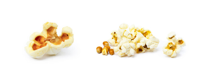 Fresh popcorn isolated on a white background