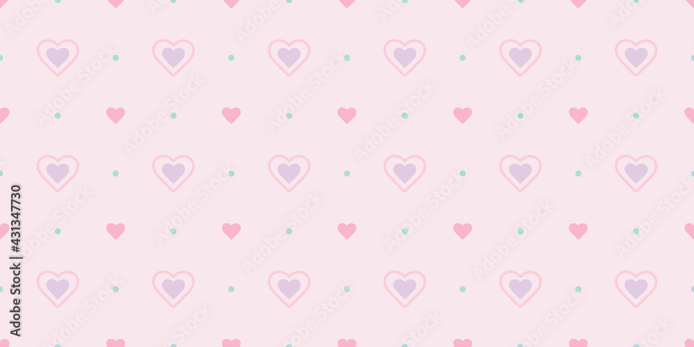 Poster cute hearts seamless pattern vector background