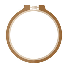 Brown embroidery hoop isolated on white background. Item for sewing in flat style. © Purple_Lamp