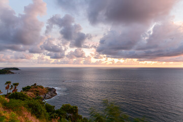 Sunset sky at Phrom Thep Cape the scenic point of Phuket Island, THAILAND