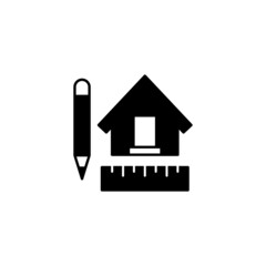 Architecture design icon in solid black flat shape glyph icon, isolated on white background 
