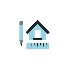 Architecture design icon in color icon, isolated on white background 