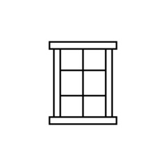 Window icon in flat black line style, isolated on white background 
