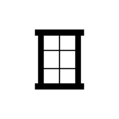 Window icon in solid black flat shape glyph icon, isolated on white background 